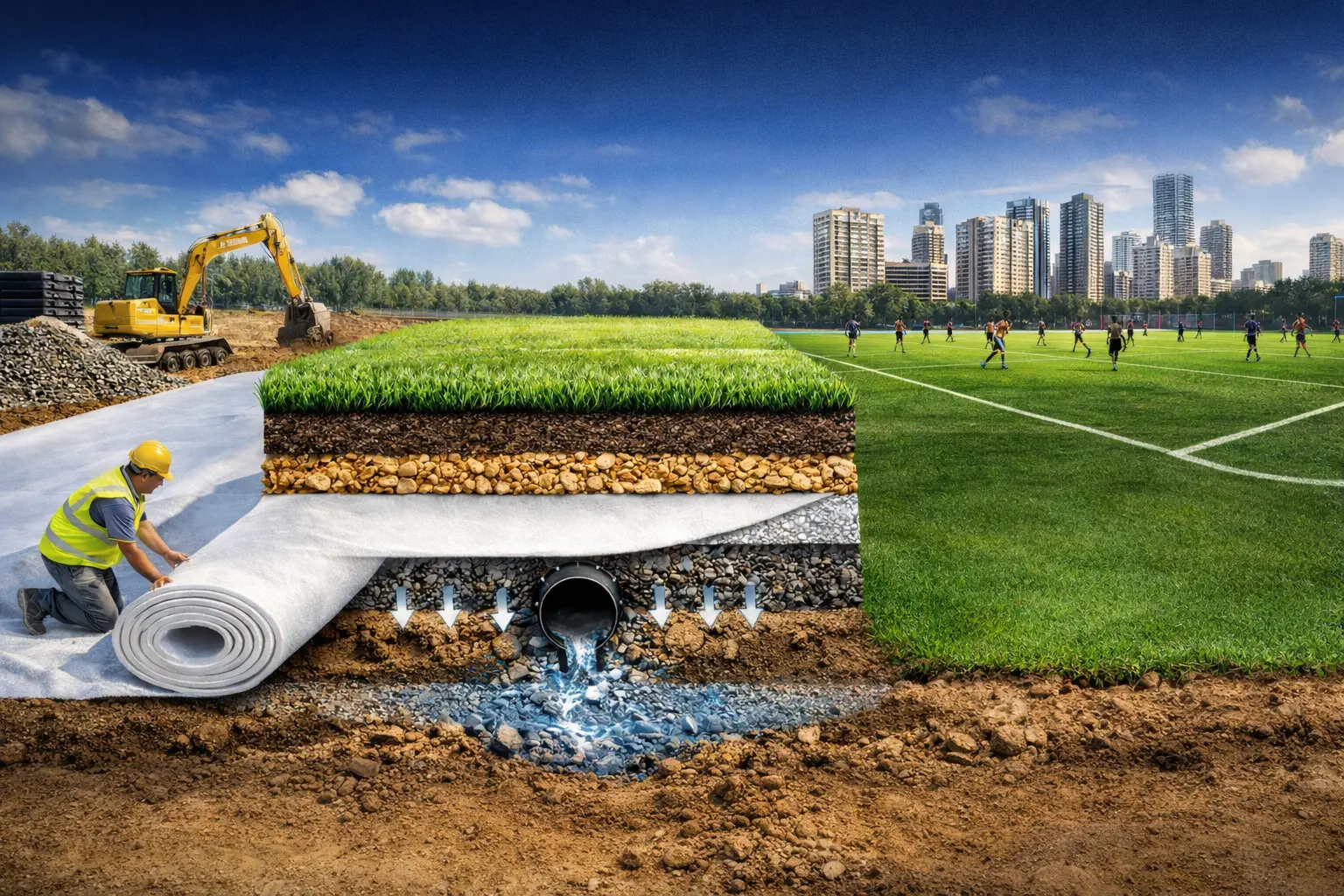 Football Project: How Ocean Non Wovens’ 120 GSM Nonwoven Geotextile Delivered a Durable, Drainage-Ready Field in Mumbai