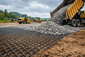 Use of Ocean Uniaxial Geogrid 40 kN in Road Construction