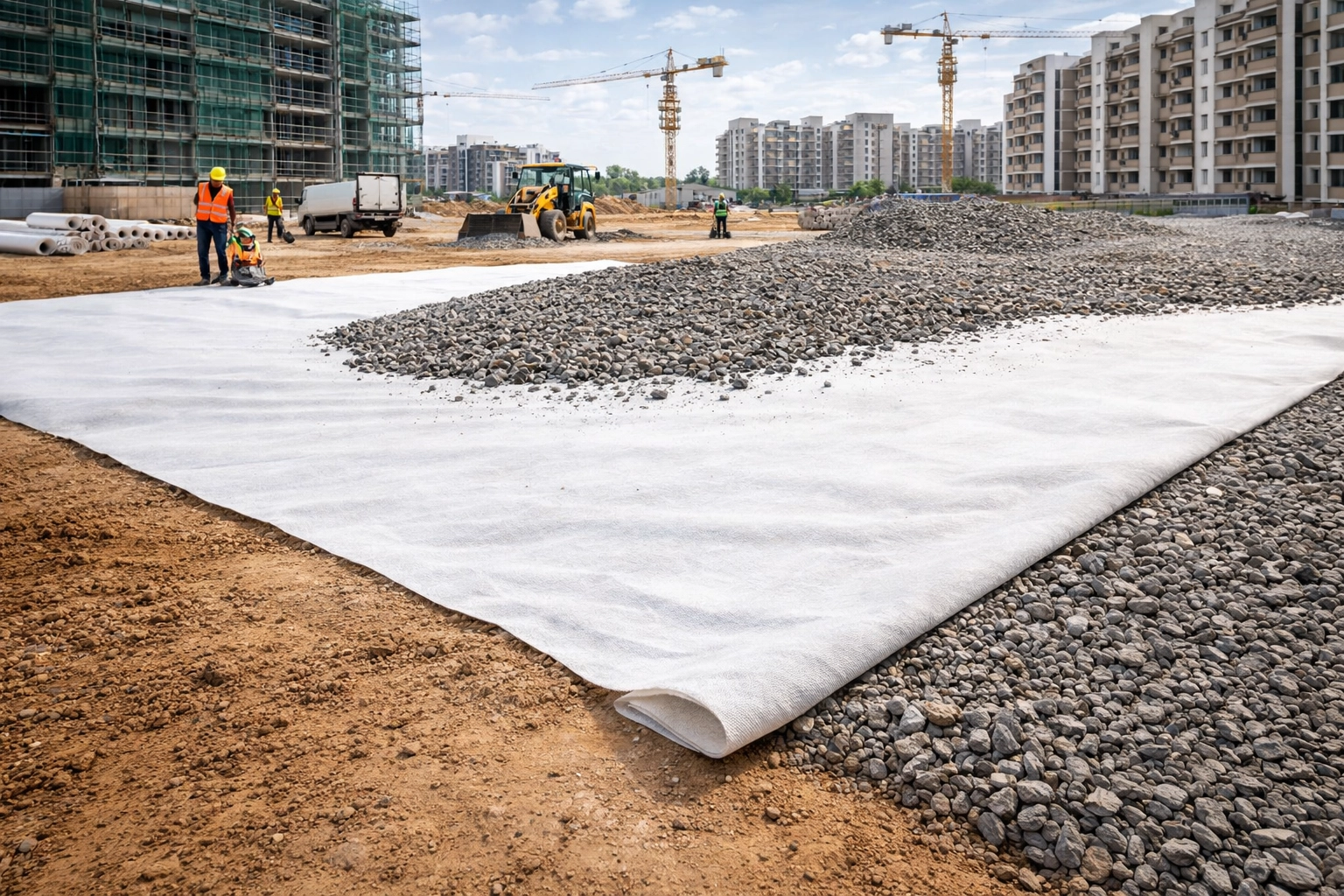 View of Non Woven Geotextile in Sarojini Nagar Redevelopment Project