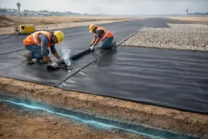 HDPE liner in airfield infrastructure