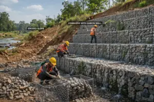 Gabion box for slope stability