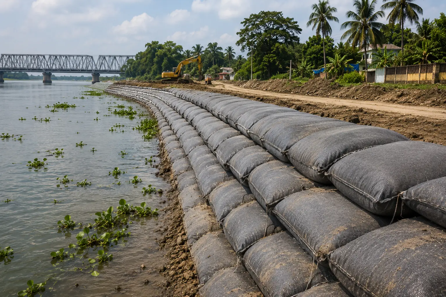 Riverbank Protection and Irrigation Stability Using Ocean Non Woven Geobag (PP) 300 GSM in Howrah, West Bengal